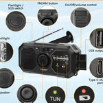 Portable Solar Radio with Crank & USB Charger for Emergency