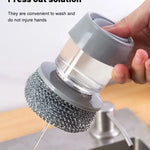 Portable Kitchen Dish Brush Soap Dispensing Scrubber
