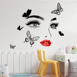 Beauty Wall Sticker Female Face Cosmetic Makeup Salon Art