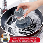 Portable Kitchen Dish Brush Soap Dispensing Scrubber