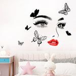 Beauty Wall Sticker Female Face Cosmetic Makeup Salon Art