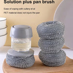Portable Kitchen Dish Brush Soap Dispensing Scrubber