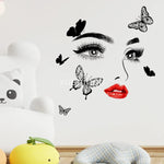 Beauty Wall Sticker Female Face Cosmetic Makeup Salon Art