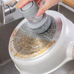 Portable Kitchen Dish Brush Soap Dispensing Scrubber