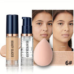 Face Makeup Set Matte Waterproof Foundation Primer Puff