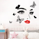 Beauty Wall Sticker Female Face Cosmetic Makeup Salon Art